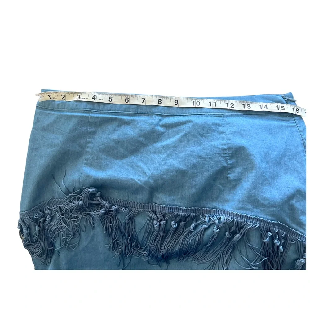 BY EGREIS | blue tassel fringe skirt